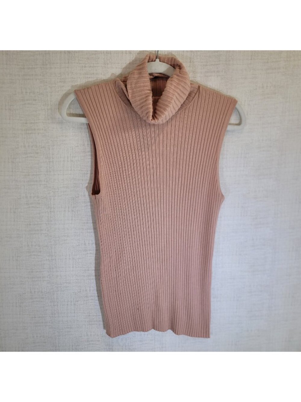 Express Tank Top Womens L Pink Ribbed Turtleneck Pullover Shirt Stretch